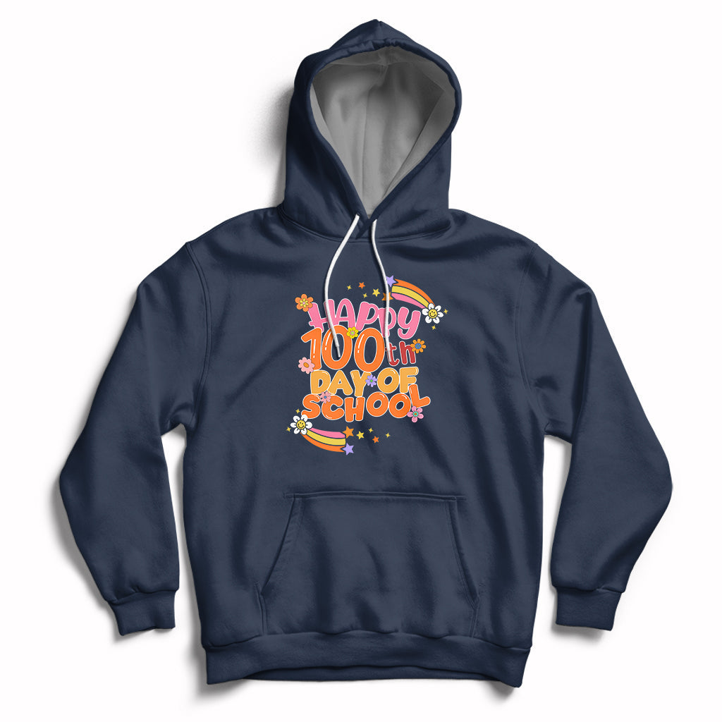Happy 100th Day Of School Teacher Kids 100 Days Rainbow Hoodie - Wonder Print Shop