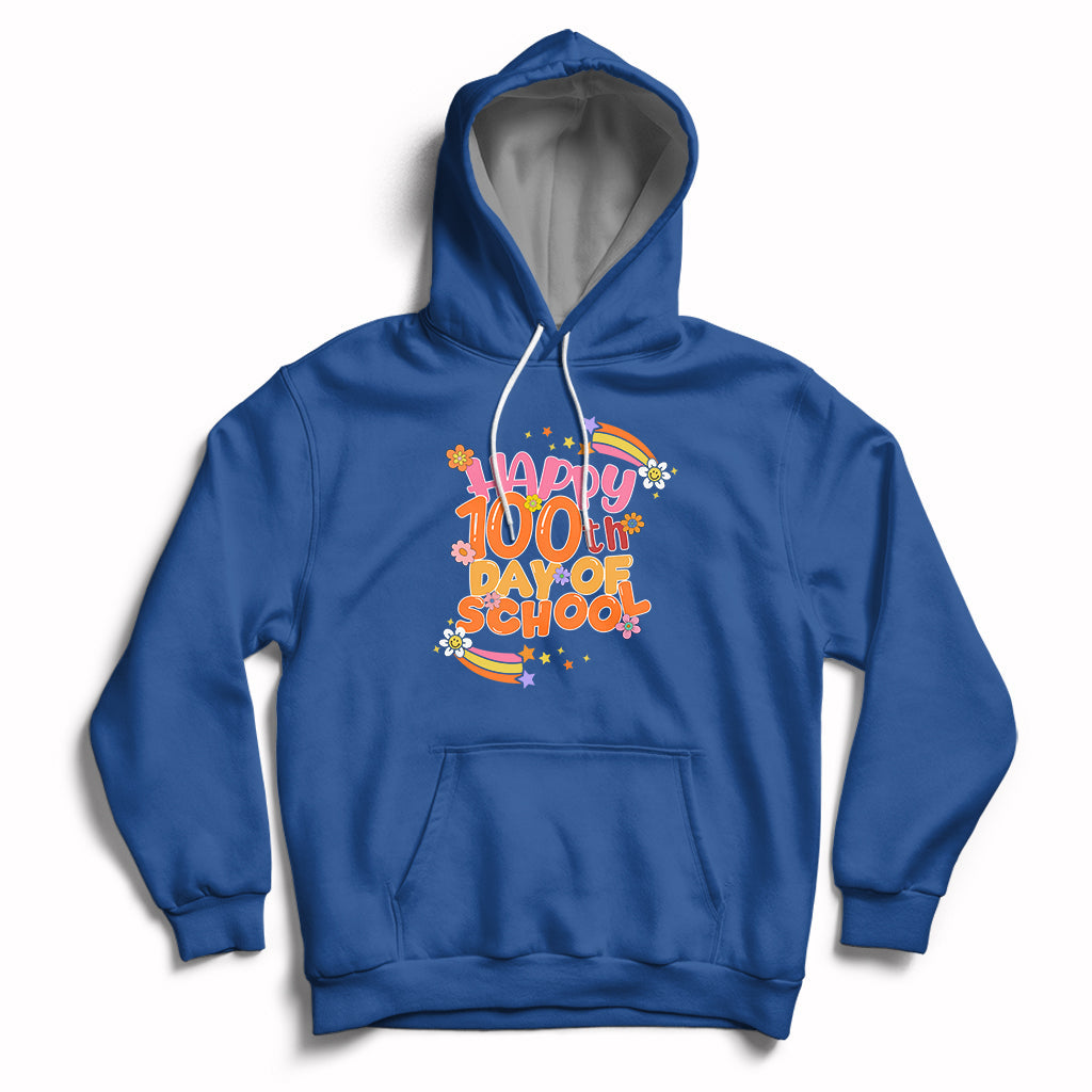Happy 100th Day Of School Teacher Kids 100 Days Rainbow Hoodie - Wonder Print Shop
