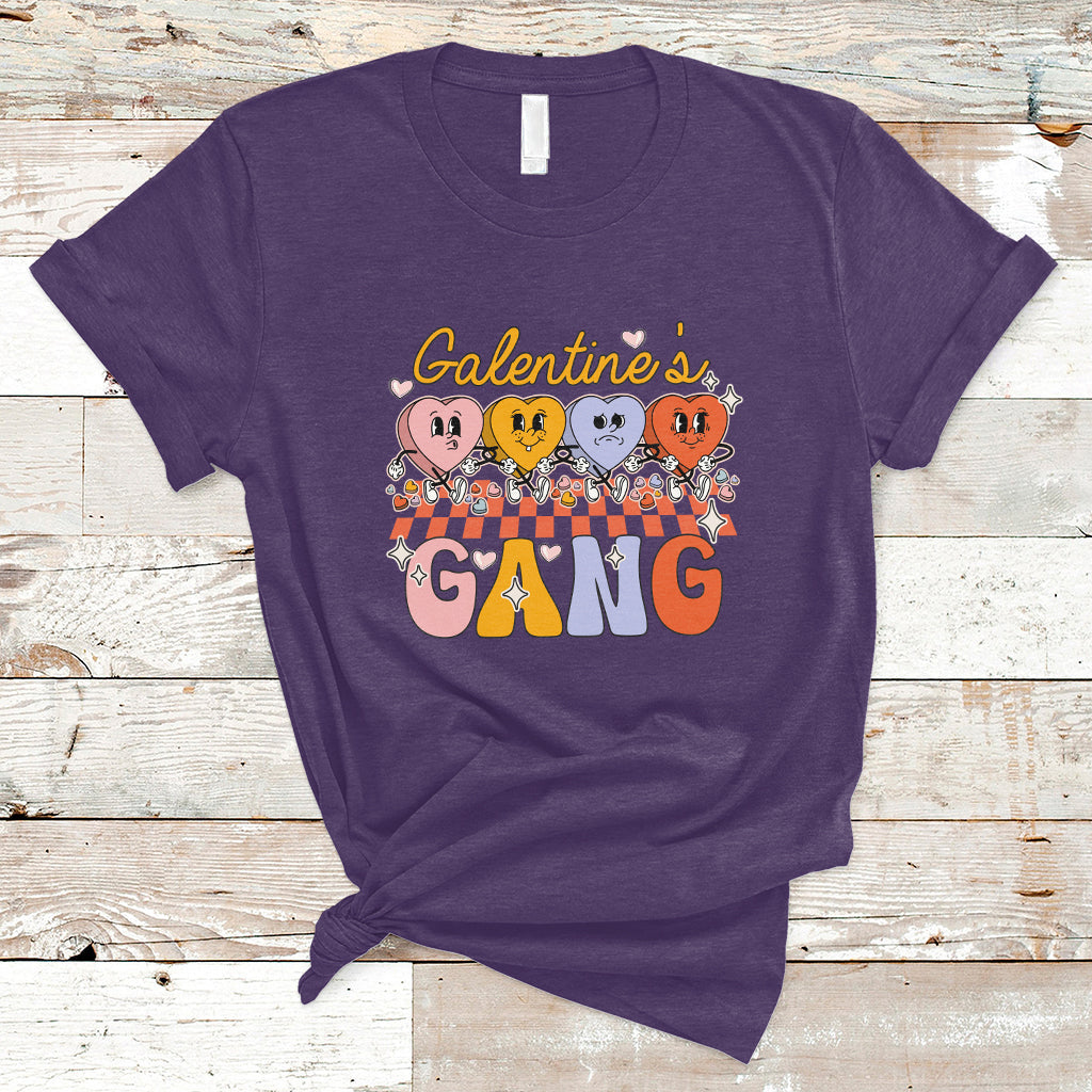 Galentines Gang Retro Groovy Checkered Valentine Day Sisters T-Shirt - Wonder Print Shop