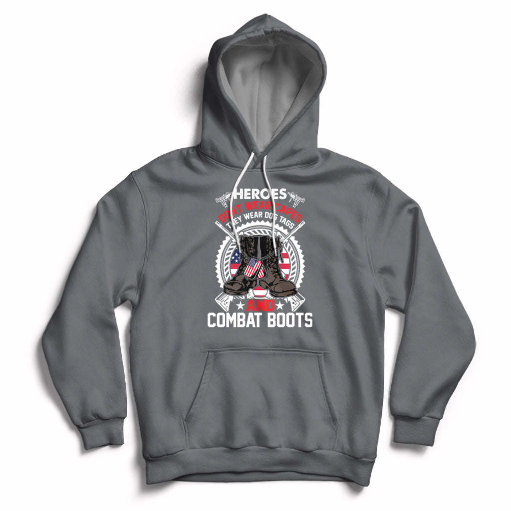 Charcoal pullover hoodie with front pocket and large chest graphic, adjustable hood