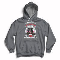 Charcoal pullover hoodie with front pocket and large chest graphic, adjustable hood