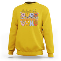 Galentines Gang Retro Groovy Checkered Valentine Day Sisters Sweatshirt - Wonder Print Shop