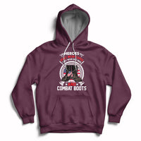 Maroon pullover hoodie with front pocket and large chest graphic, adjustable hood