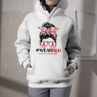 #Wearred World AIDS Day Messy Bun Red Ribbon, Awareness Hoodie - Wonder Print Shop