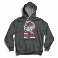 Dark charcoal motocross biker hoodie with front graphic "Gravity Checks" and kangaroo pocket.