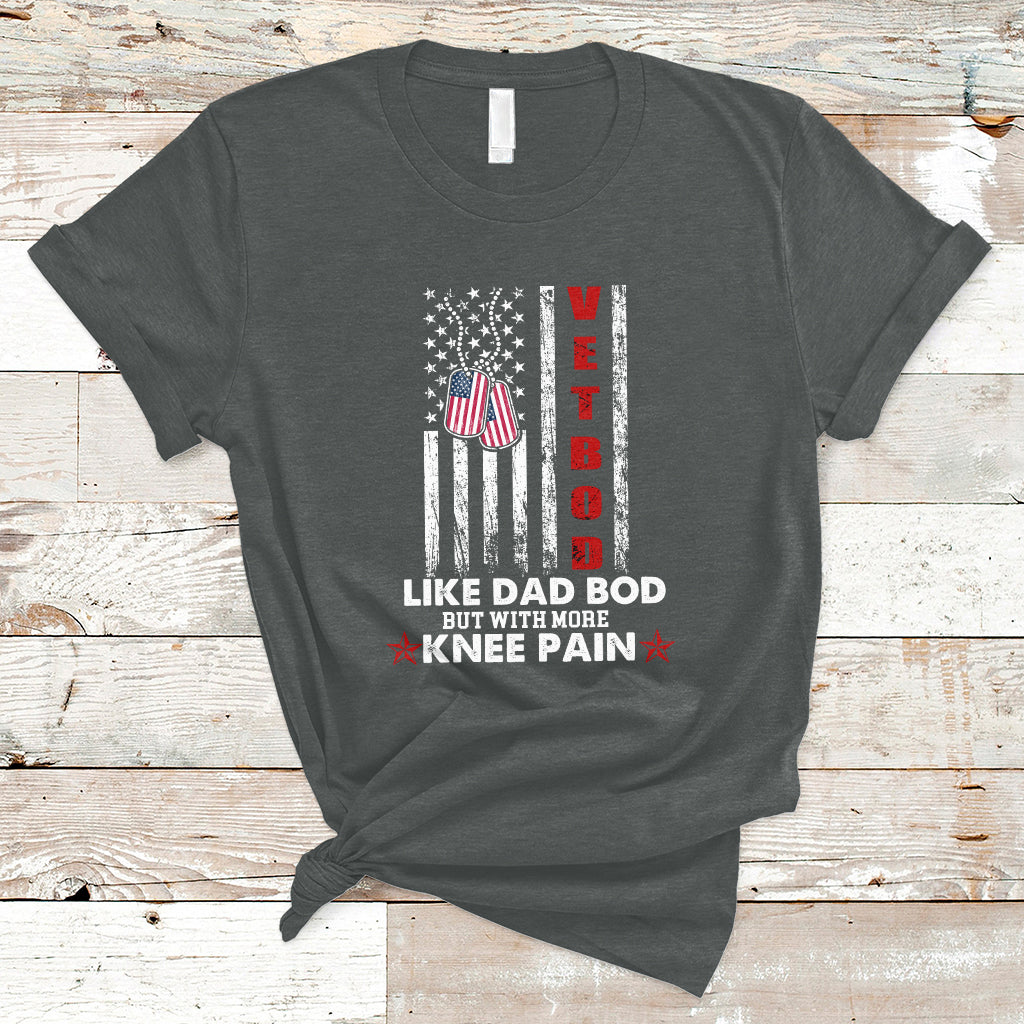 Vetbod Like Dad Bod But With More Knee Pain Patriotic Dog Tag T-Shirt - Wonder Print Shop