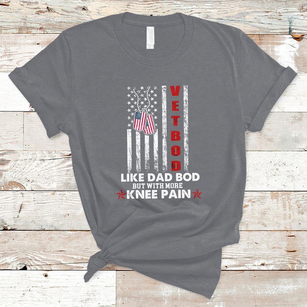 Vetbod Like Dad Bod But With More Knee Pain Patriotic Dog Tag T-Shirt - Wonder Print Shop