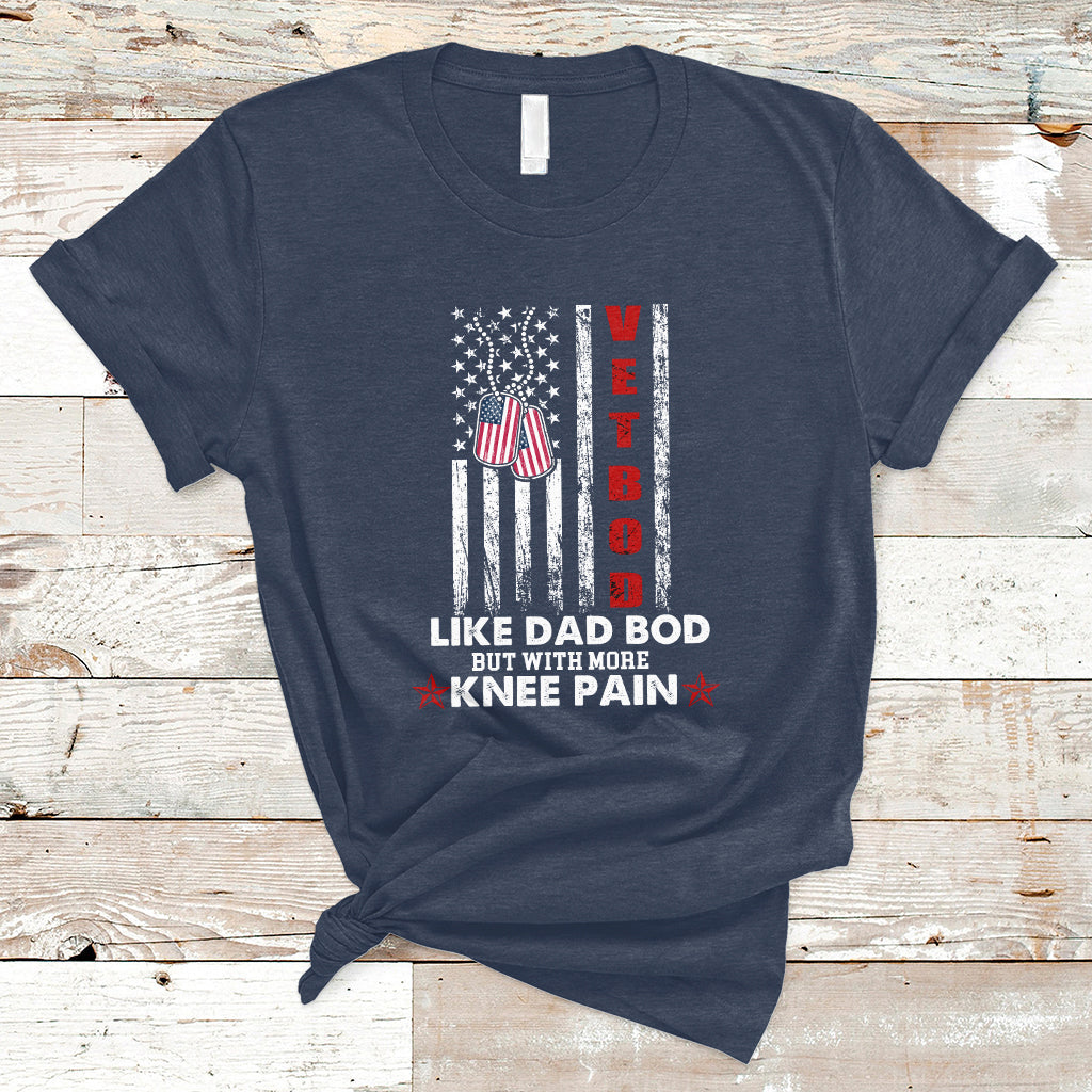Vetbod Like Dad Bod But With More Knee Pain Patriotic Dog Tag T-Shirt - Wonder Print Shop