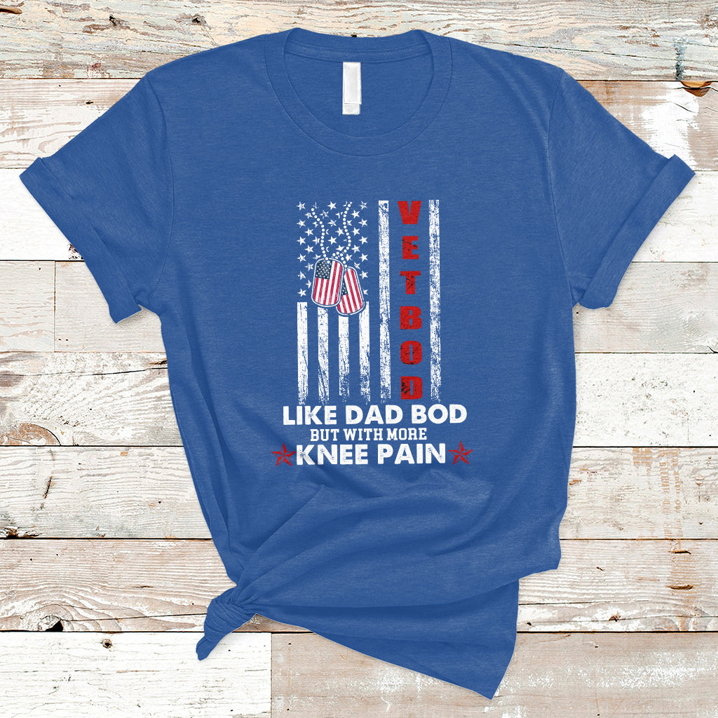 Vetbod Like Dad Bod But With More Knee Pain Patriotic Dog Tag T-Shirt - Wonder Print Shop