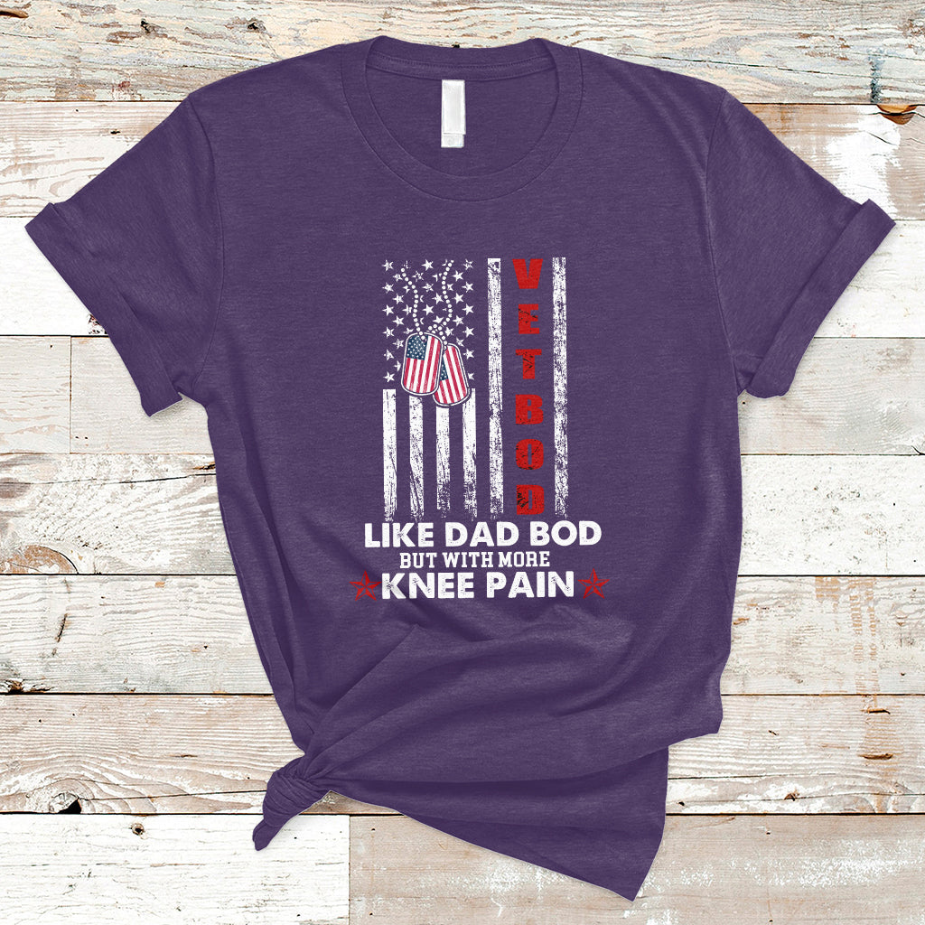 Vetbod Like Dad Bod But With More Knee Pain Patriotic Dog Tag T-Shirt - Wonder Print Shop