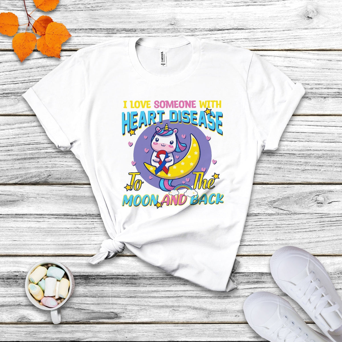 Unicorn I Love Someone With Heart Disease To The Moon & Back T Shirt - Wonder Print Shop