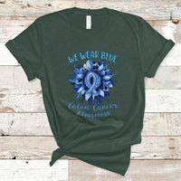We Wear Blue Colon Cancer Awareness Month CRC Blue Ribbon Sunflower T Shirt - Wonder Print Shop