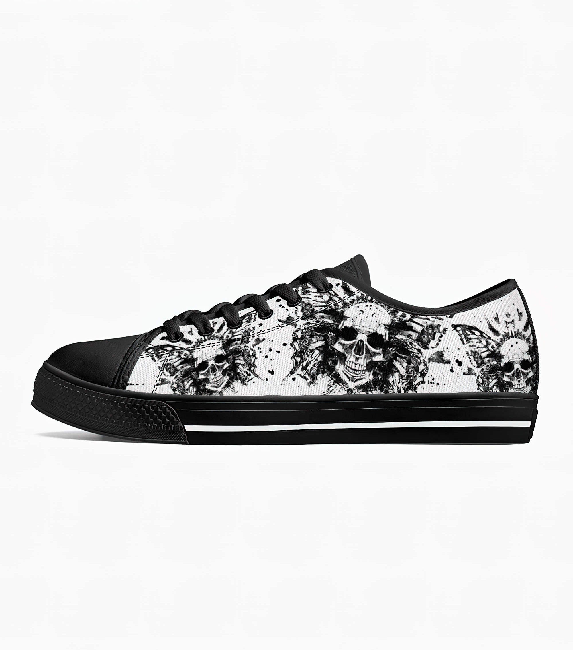 Skull Butterfly Low Top Canvas Shoes Low Top Shoes