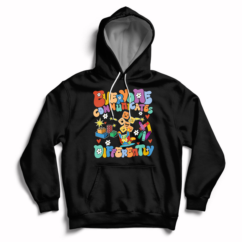 Everyone Communicates Differently Special Education Autism Hoodie - Wonder Print Shop