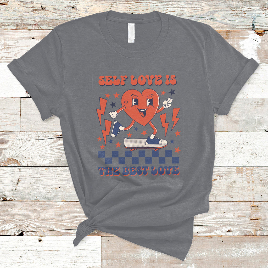 Self Love Is The Best Love Funny Heart Retro Valentine's Day T-Shirt - Wonder Print Shop