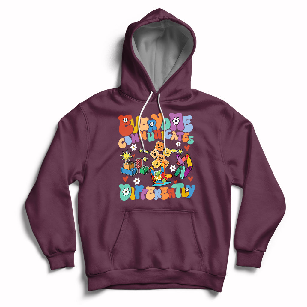 Everyone Communicates Differently Special Education Autism Hoodie - Wonder Print Shop