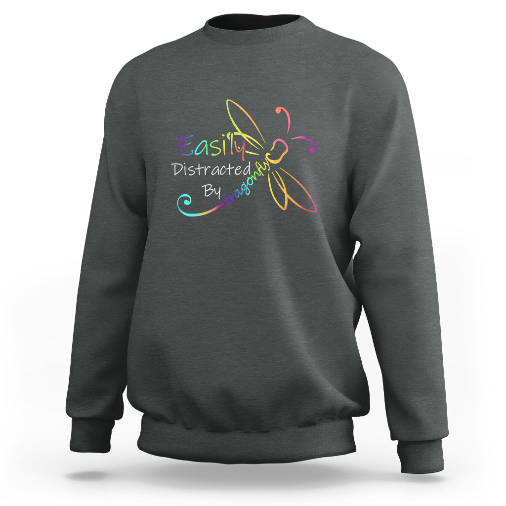 Easily Distracted By Dragonflies Insect Lovers Sweatshirt - Wonder Print Shop