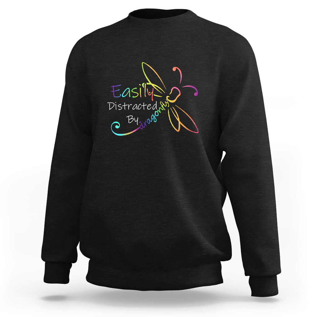 Easily Distracted By Dragonflies Insect Lovers Sweatshirt - Wonder Print Shop