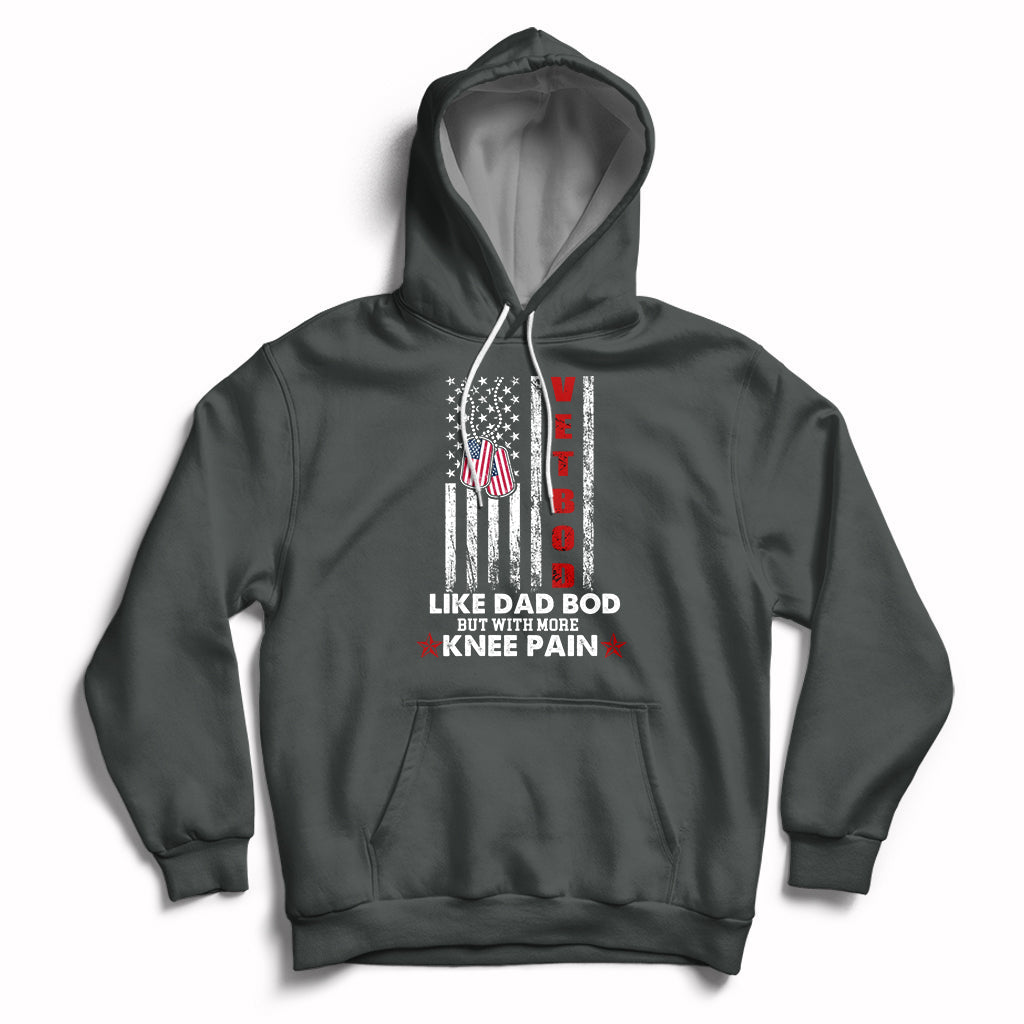 Vetbod Like Dad Bod But With More Knee Pain Patriotic Dog Tag Hoodie - Wonder Print Shop