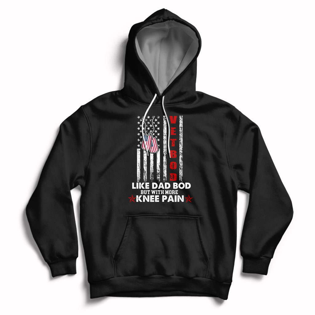 Vetbod Like Dad Bod But With More Knee Pain Patriotic Dog Tag Hoodie - Wonder Print Shop