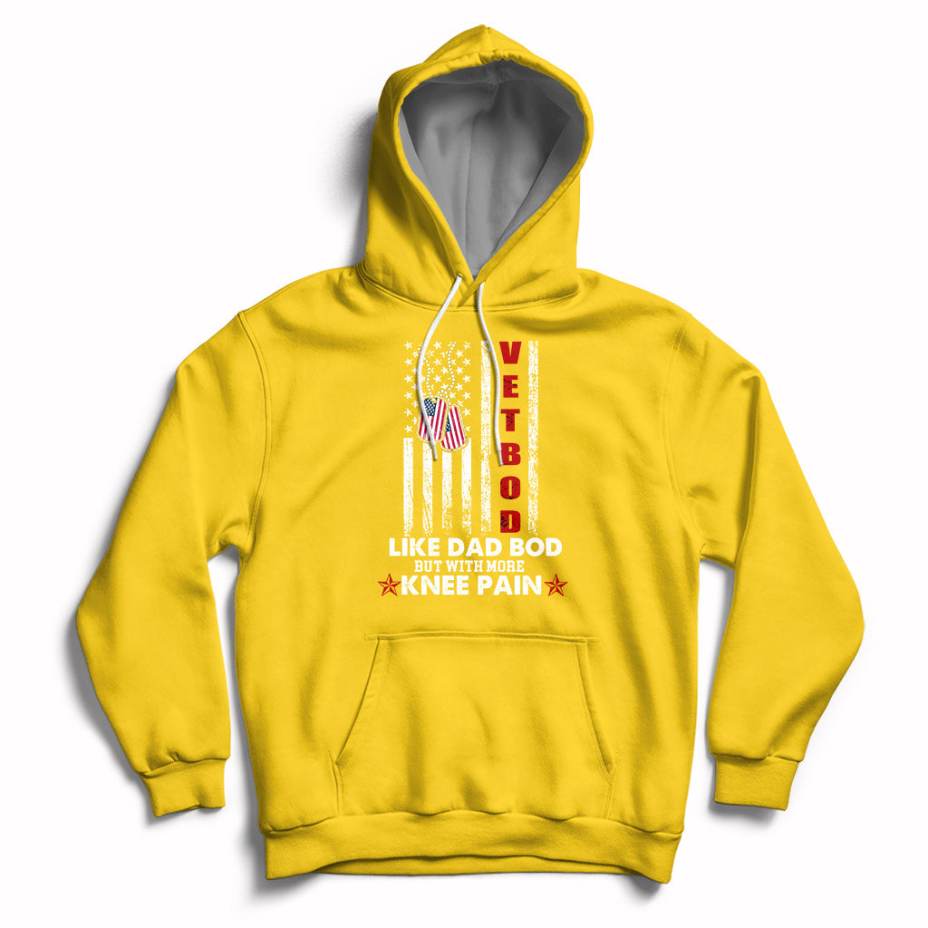 Vetbod Like Dad Bod But With More Knee Pain Patriotic Dog Tag Hoodie - Wonder Print Shop