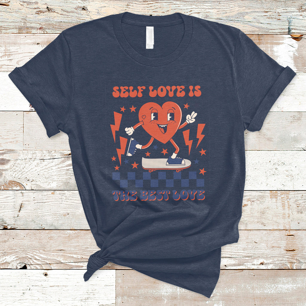 Self Love Is The Best Love Funny Heart Retro Valentine's Day T-Shirt - Wonder Print Shop