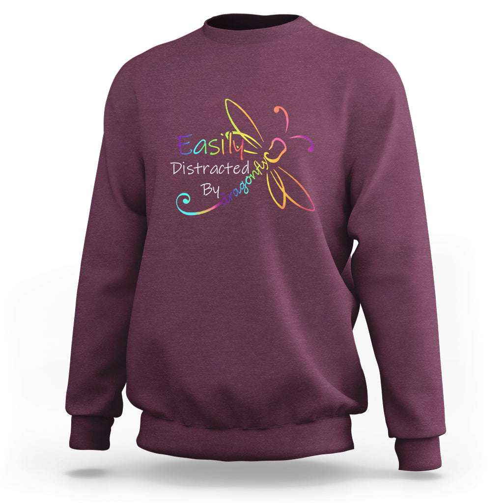 Easily Distracted By Dragonflies Insect Lovers Sweatshirt - Wonder Print Shop