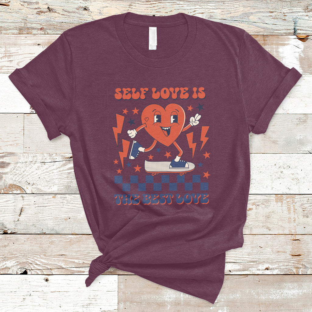 Self Love Is The Best Love Funny Heart Retro Valentine's Day T-Shirt - Wonder Print Shop