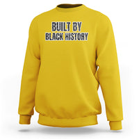 Black History Pride sweatshirt in yellow with front "Built by Black History" text graphic