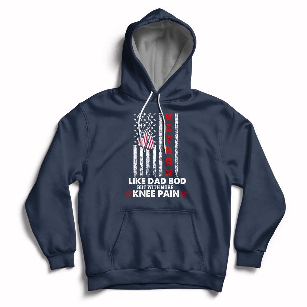 Vetbod Like Dad Bod But With More Knee Pain Patriotic Dog Tag Hoodie - Wonder Print Shop