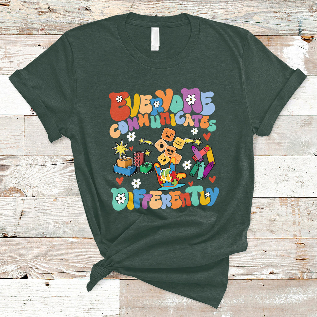 Everyone Communicates Differently Special Education Autism T Shirt - Wonder Print Shop
