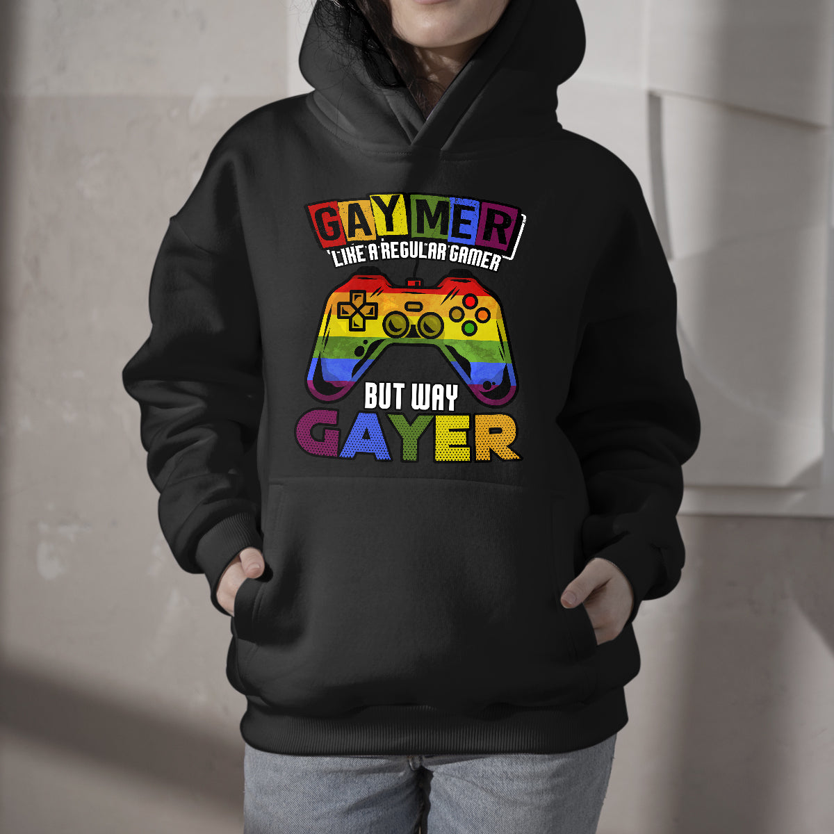 Gaymer Like a Regular Gamer But Way Gayer Game Player, LGBT Hoodie - Wonder Print Shop