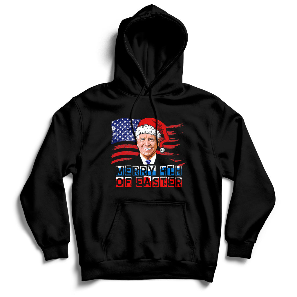 Santa Joe Biden Happy 4th Of Easter Ugly Christmas Sweater Hoodie - Wonder Print Shop
