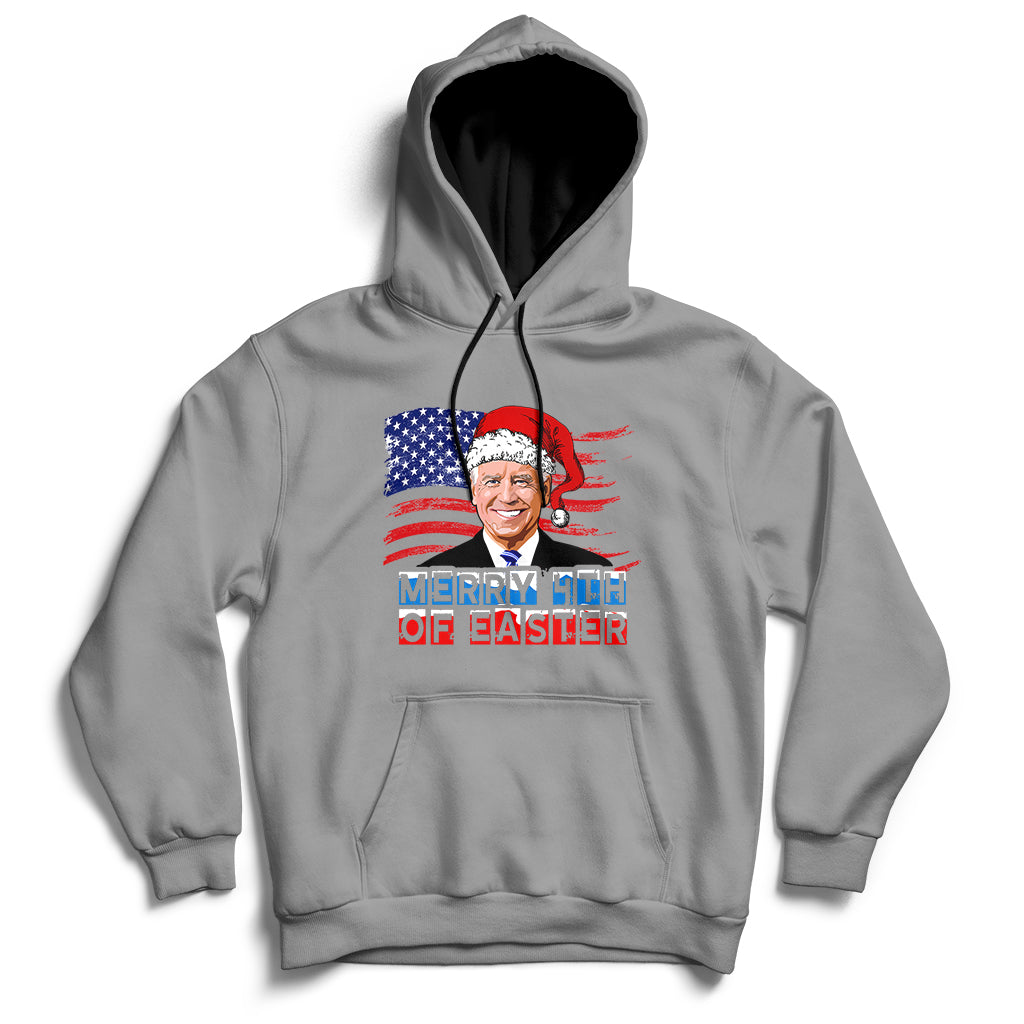 Santa Joe Biden Happy 4th Of Easter Ugly Christmas Sweater Hoodie - Wonder Print Shop
