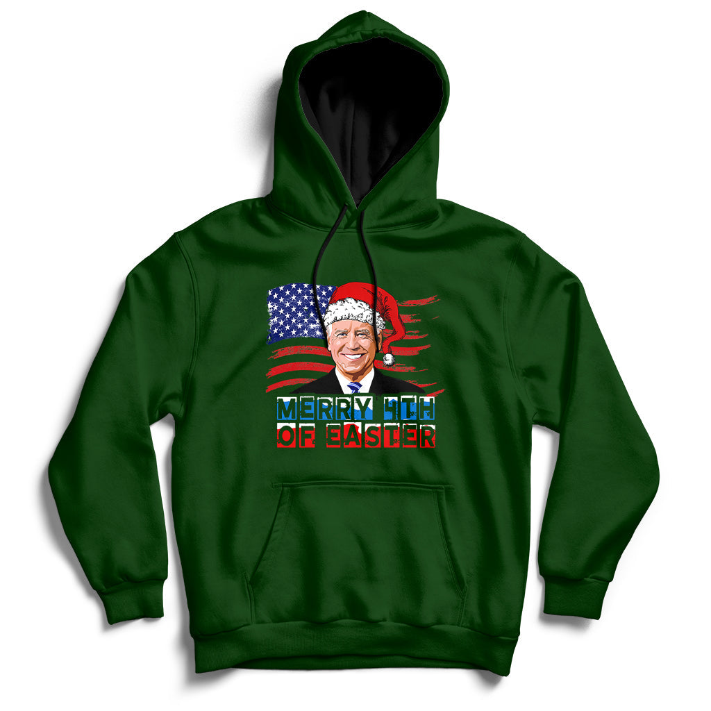 Santa Joe Biden Happy 4th Of Easter Ugly Christmas Sweater Hoodie - Wonder Print Shop
