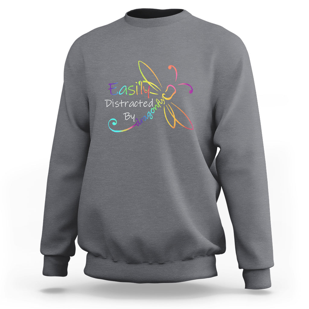 Easily Distracted By Dragonflies Insect Lovers Sweatshirt - Wonder Print Shop