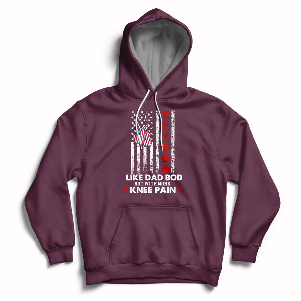 Vetbod Like Dad Bod But With More Knee Pain Patriotic Dog Tag Hoodie - Wonder Print Shop