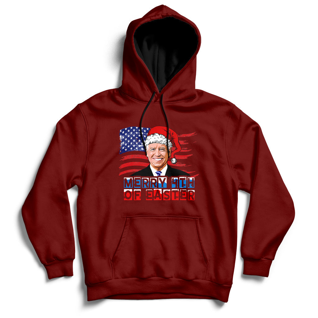 Santa Joe Biden Happy 4th Of Easter Ugly Christmas Sweater Hoodie - Wonder Print Shop