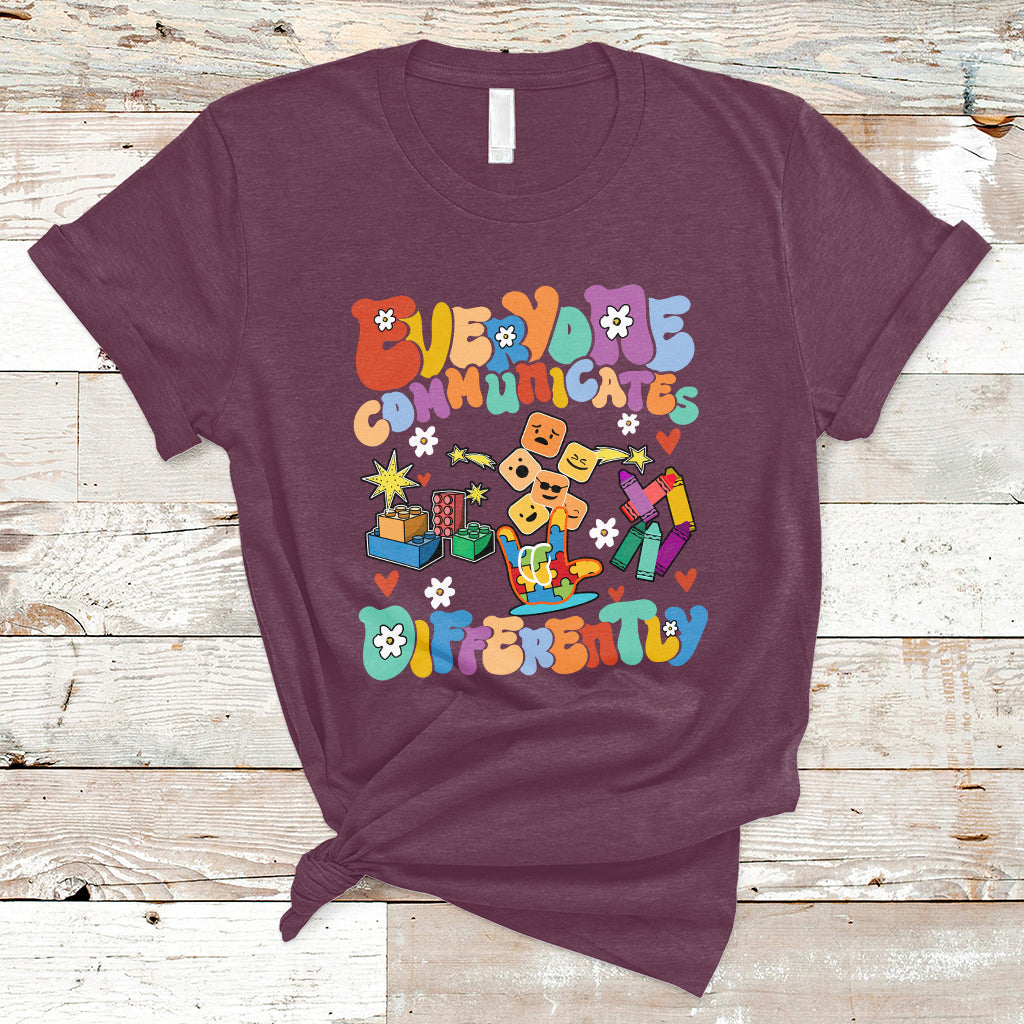 Everyone Communicates Differently Special Education Autism T Shirt - Wonder Print Shop