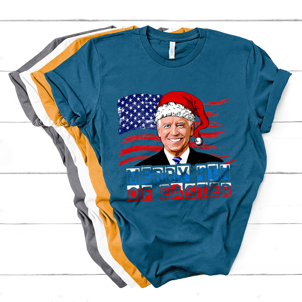 Santa Joe Biden Happy 4th Of Easter Ugly Christmas Sweater T Shirt - Wonder Print Shop