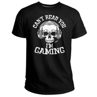 Can't Hear You I'm Gaming Funny Gamer Headset, Funny Gamer Skeleton T Shirt - Wonder Print Shop