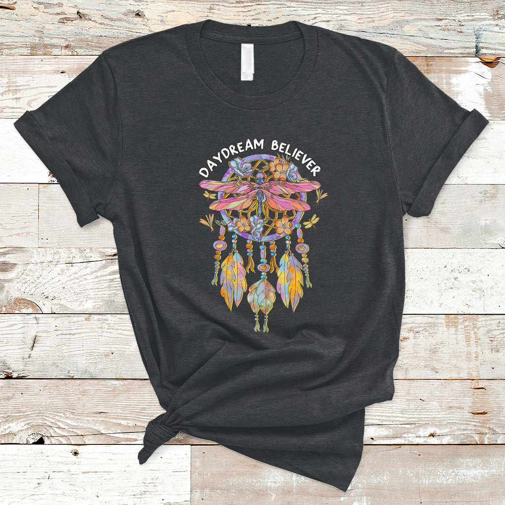 Dragonfly Daydream Believer Floral Dreamcatcher Motivational T Shirt - Wonder Print Shop