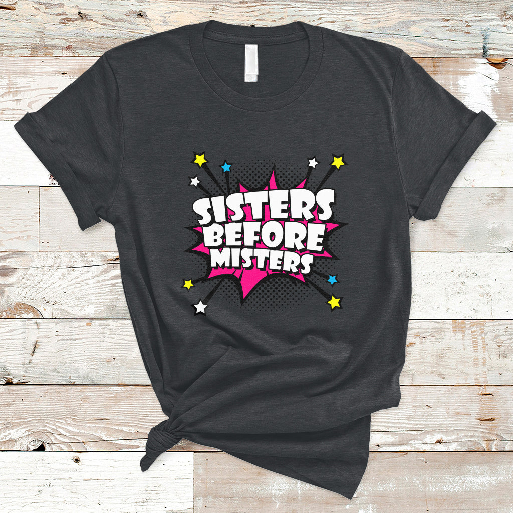 Sisters Before Misters Retro Galentine's Day T-Shirt - Wonder Print Shop