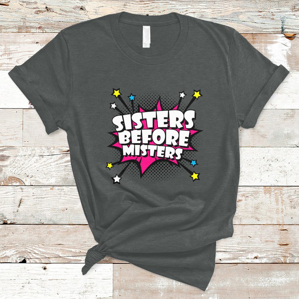 Sisters Before Misters Retro Galentine's Day T-Shirt - Wonder Print Shop