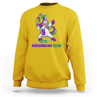 Let The Shenanigans Begin Mardi Gras Costume Dabbing Unicorn Sweatshirt - Wonder Print Shop