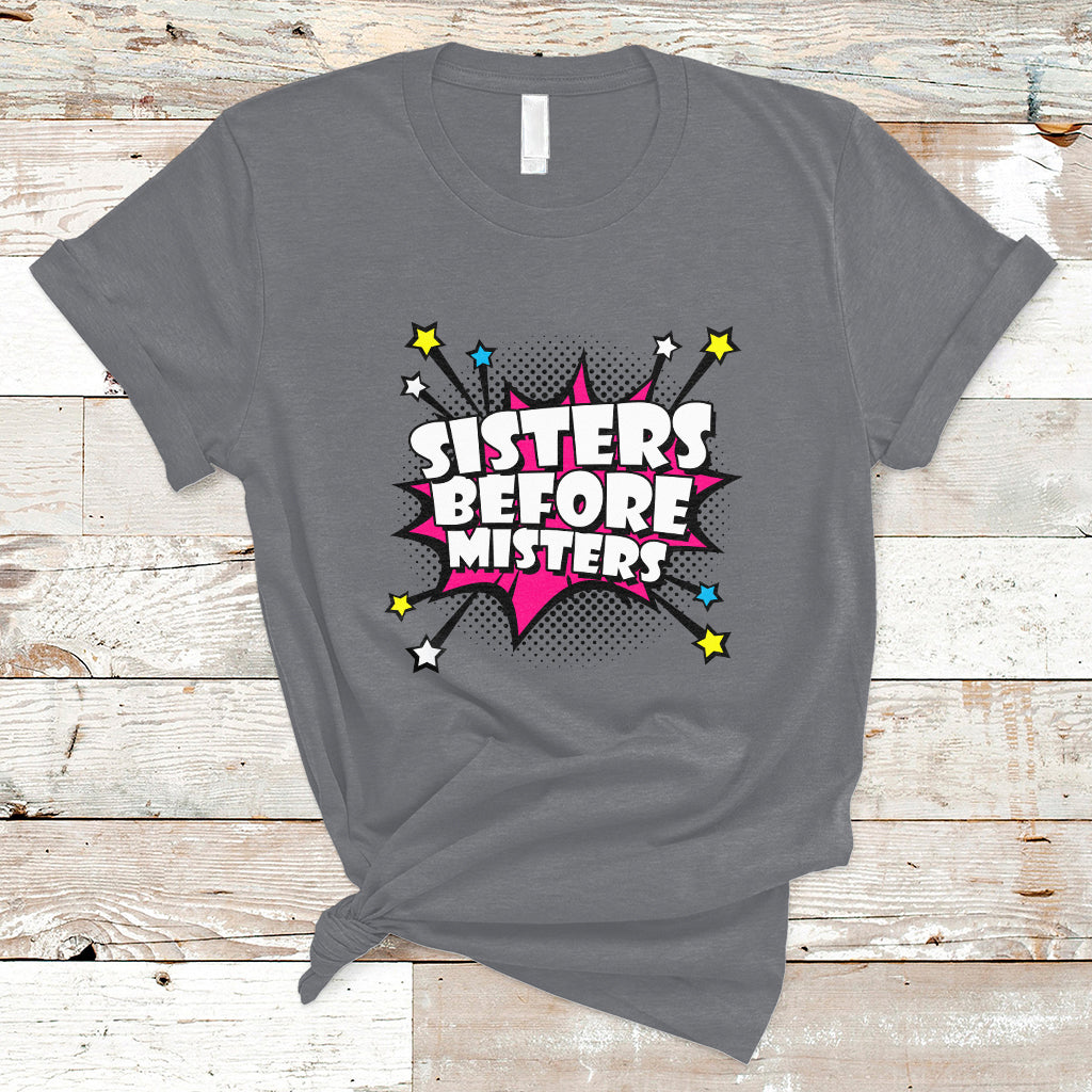 Sisters Before Misters Retro Galentine's Day T-Shirt - Wonder Print Shop