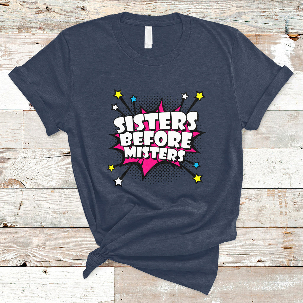 Sisters Before Misters Retro Galentine's Day T-Shirt - Wonder Print Shop