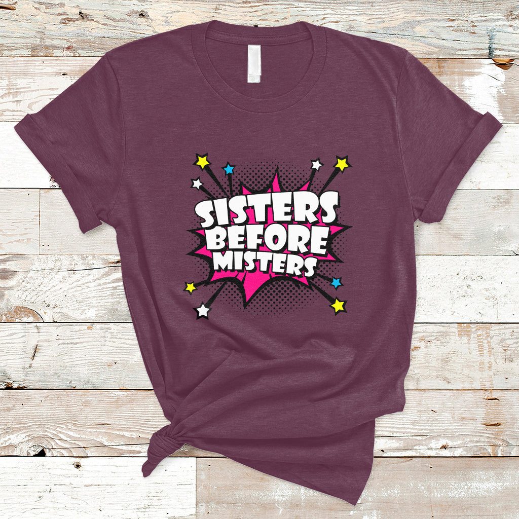 Sisters Before Misters Retro Galentine's Day T-Shirt - Wonder Print Shop