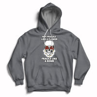 Dark gray floral skull hoodie with front graphic, drawstring hood, and kangaroo pocket