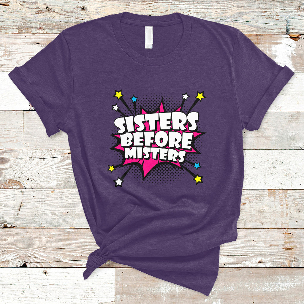 Sisters Before Misters Retro Galentine's Day T-Shirt - Wonder Print Shop